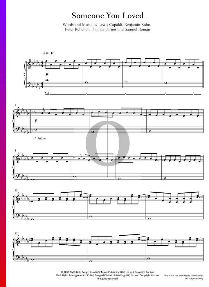 Someone You Loved » Lewis Capaldi Partitions de piano OKTAV