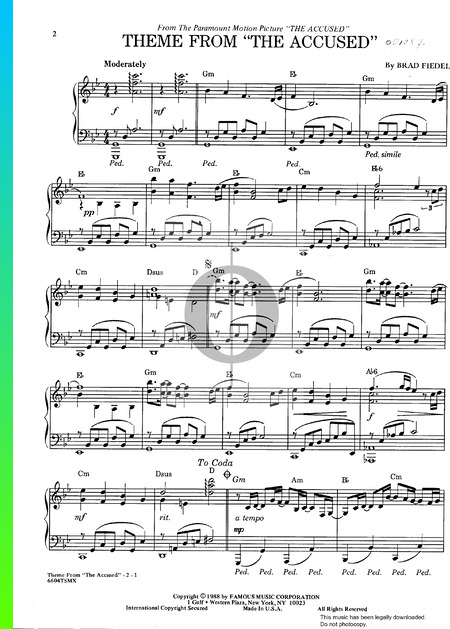 The Accused Theme Sheet Music