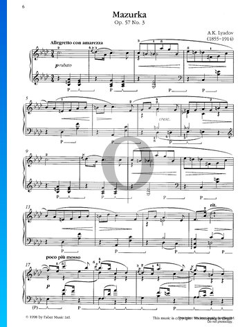 Mazurka, Op. 57 Nr. 3 Musik-Noten