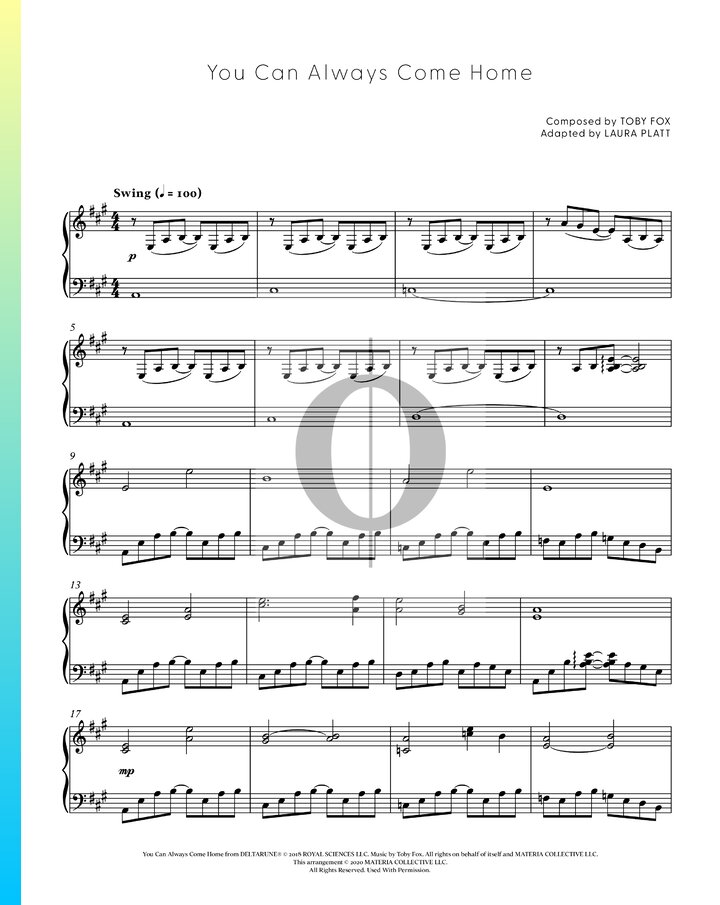 You Can Always Come Home (Toby Fox) Piano Sheet Music OKTAV