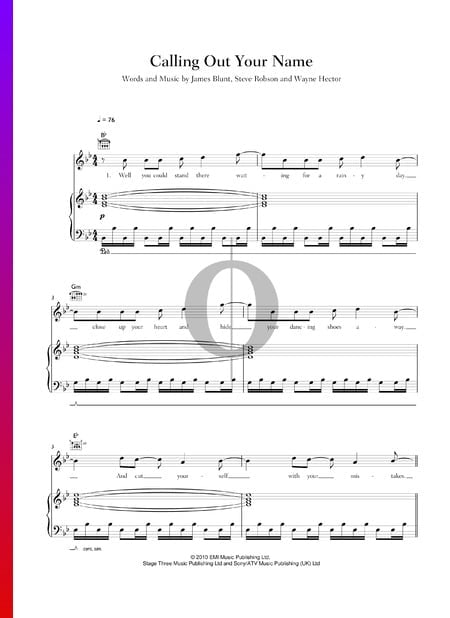 Calling Out Your Name Sheet Music
