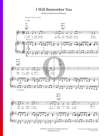 I Will Remember You Partitura