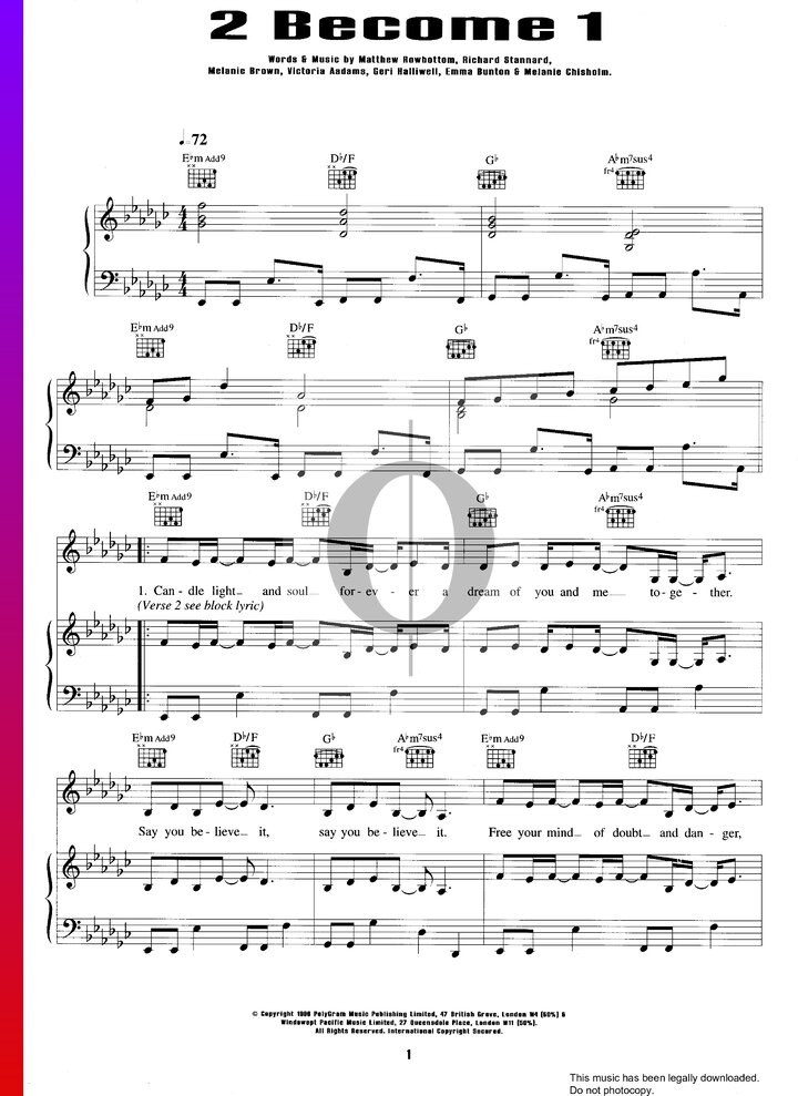 2 Become 1 (Spice Girls) Piano Sheet Music - OKTAV