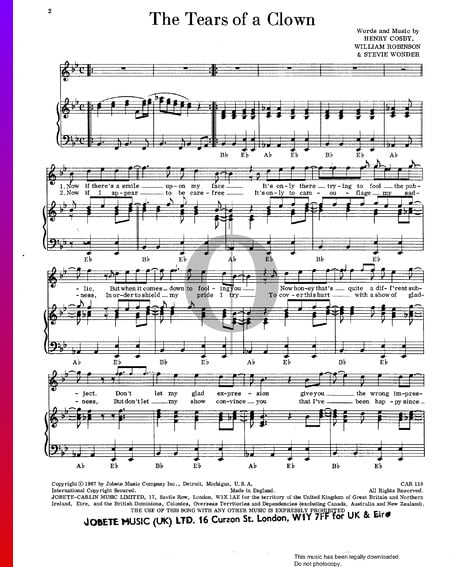 Tears Of A Clown Sheet Music