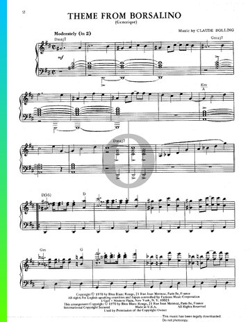 Borsalino Theme (Generique) Sheet Music