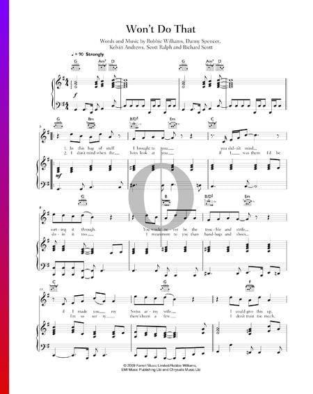 Won't Do That Sheet Music