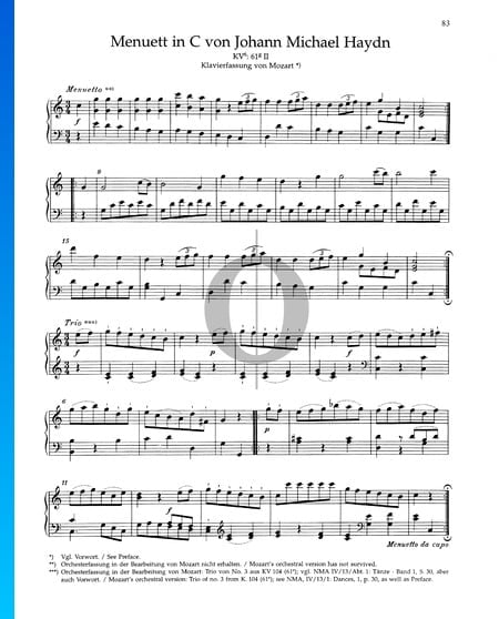 Menuett C-Dur, KV 61 II Musik-Noten