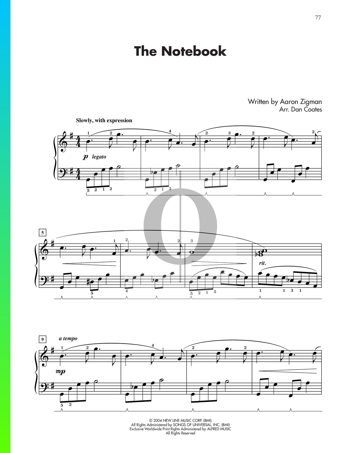 Besides spy amusement ▷ Partition The Notebook extrait de The Notebook (Piano solo) - Digitale &  PDF - OKTAV