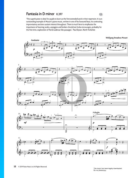 Fantasie d-Moll, KV 397 (385g) Musik-Noten