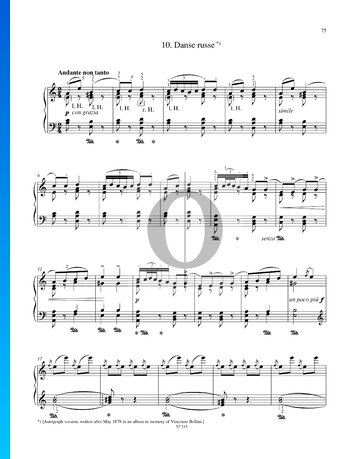 12 Pieces, Op. 40 ,TH 138: 10. Danse Russe Partitura