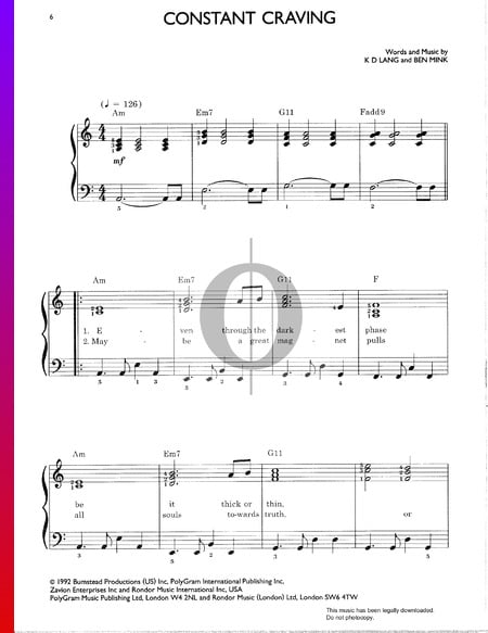 Constant Craving Sheet Music