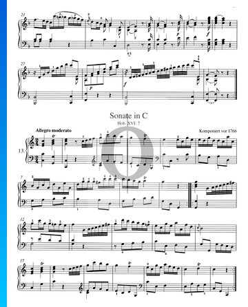 Partition Sonate en Do Majeur, Hob. XVI:7