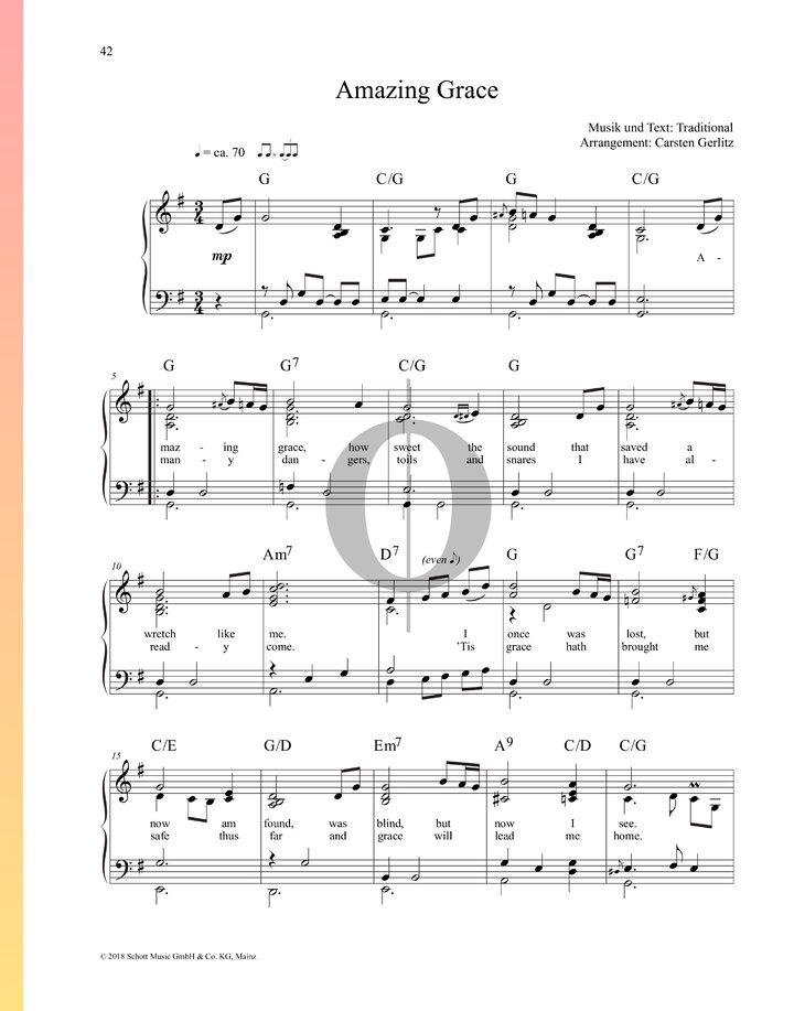 Amazing Grace » Anonymous Partitions de piano OKTAV