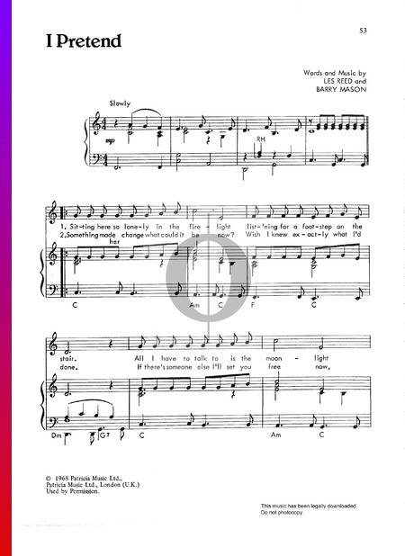 I Pretend Musik-Noten