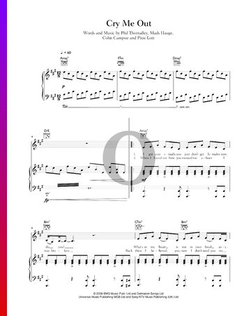Cry Me Out Sheet Music