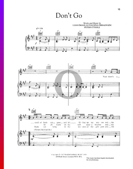 Don't Go Sheet Music
