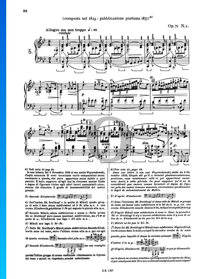 Polonaise In B-flat Major, Op. 71 No. 2 (Frédéric Chopin) Piano Sheet ...