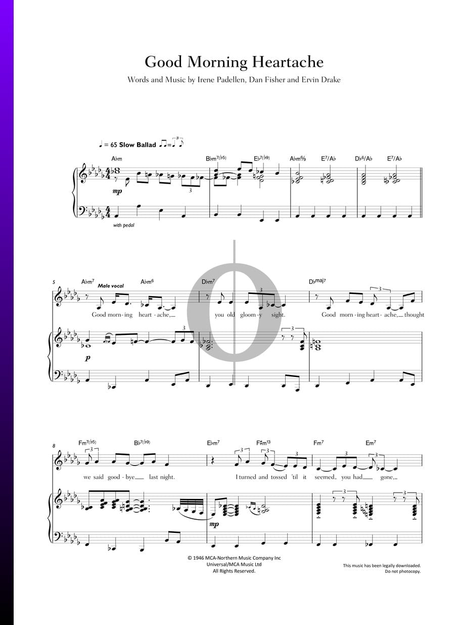 Good Morning Heartache Sheet Music (Piano, Voice) OKTAV