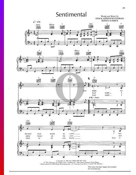 Sentimental Sheet Music