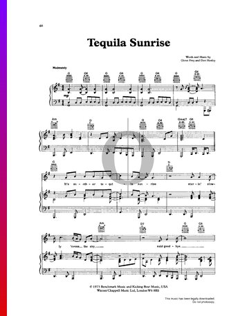 Tequila Sunrise Sheet Music