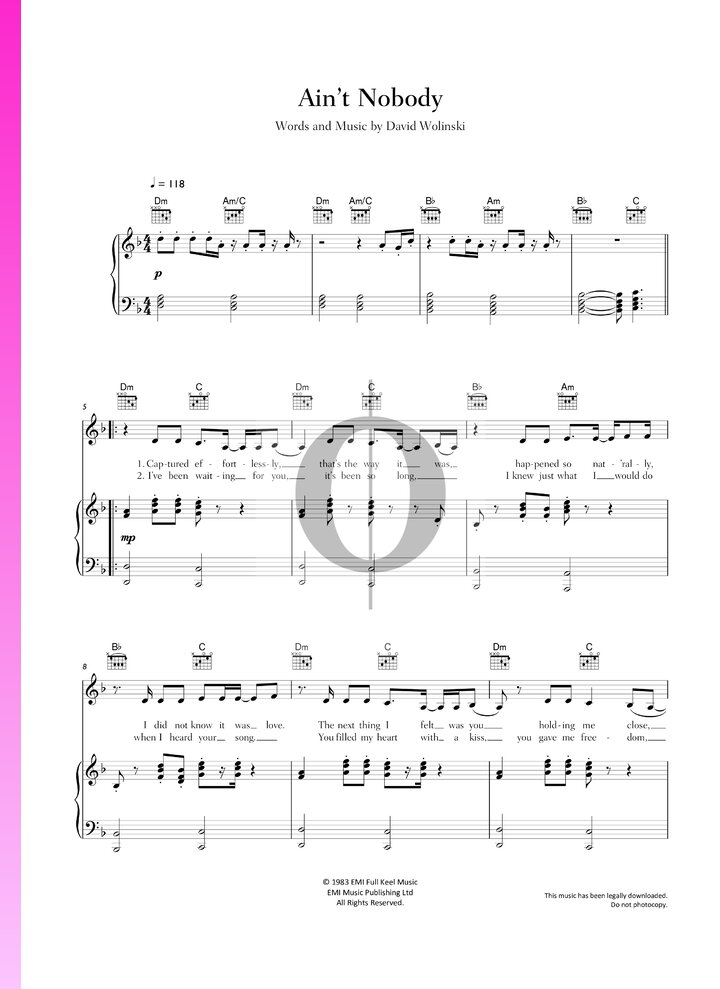 Ain't Nobody (Jasmine Thompson, Felix Jaehn) Piano Sheet Music - OKTAV