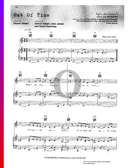 Out Of Time Sheet Music