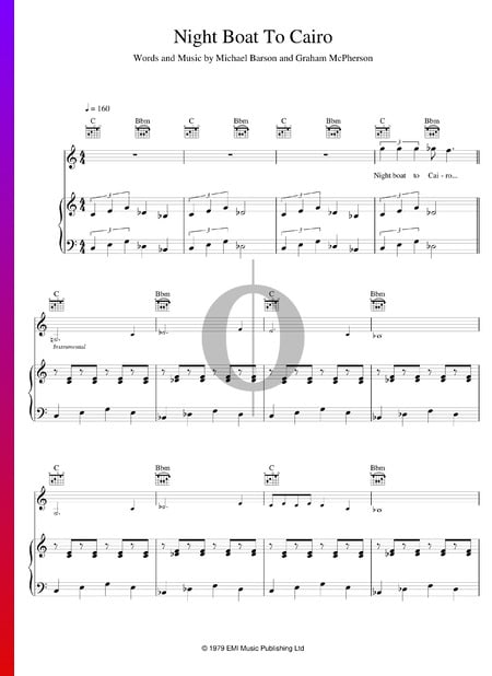Night Boat To Cairo Sheet Music