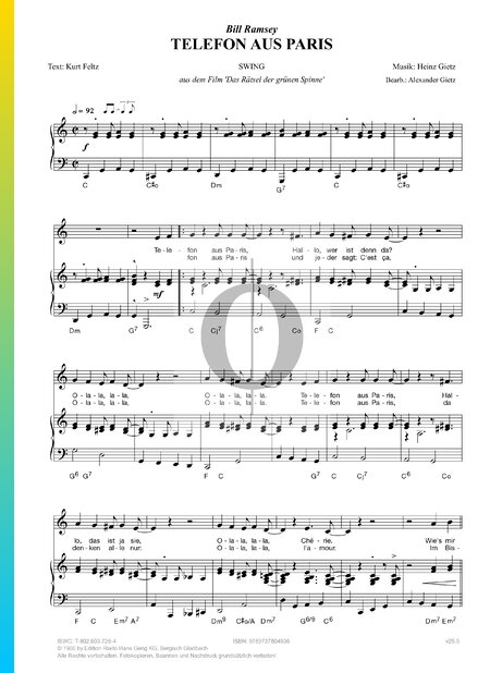 Telefon aus Paris Sheet Music