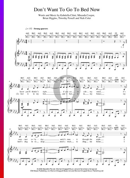 Don't Want To Go To Bed Now Musik-Noten