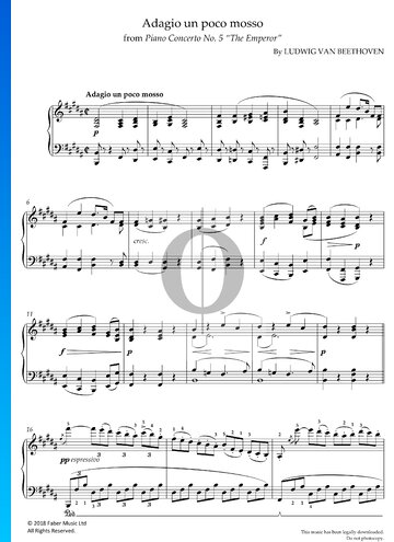 Piano Concerto No. 5 in E-flat Major, Op. 73 (The Emperor): 2. Adagio un poco mosso Sheet Music