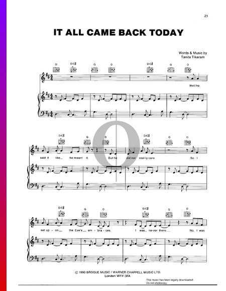 It All Came Back Today Partitura