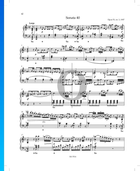 Sonata en re menor n.º 3, Op. 51 P. XII: 40: 1. Largo Partitura