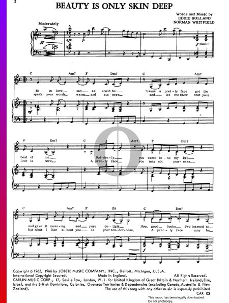 Beauty Is Only Skin Deep Sheet Music