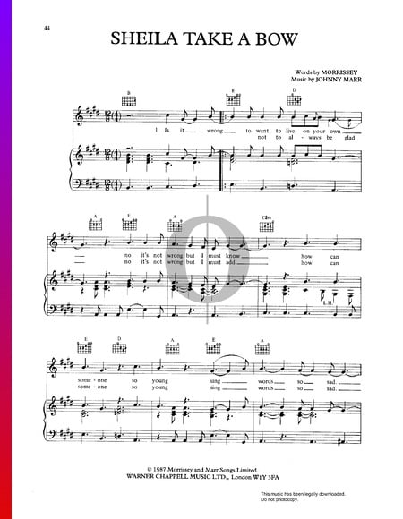 Sheila Take A Bow Sheet Music