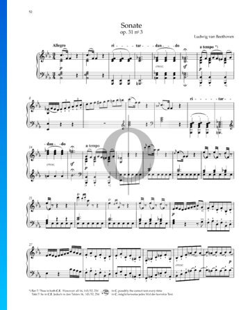 Partition Sonate en Mi bémol Majeur, Op. 31 No. 3: 1. Allegro