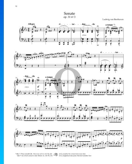 Sonate in Es-Dur, Op. 31 Nr. 3: 1. Allegro Musik-Noten