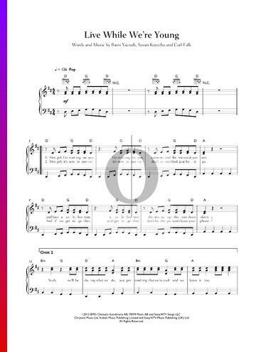Live While We're Young Sheet Music