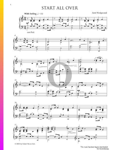 Start All Over Musik-Noten