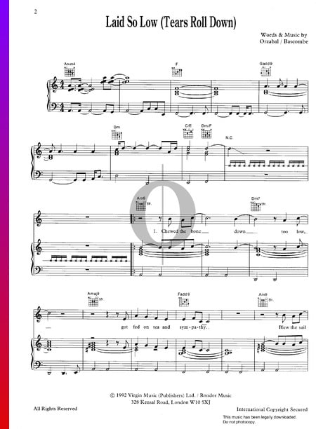 Laid So Low (Tears Roll Down) Musik-Noten