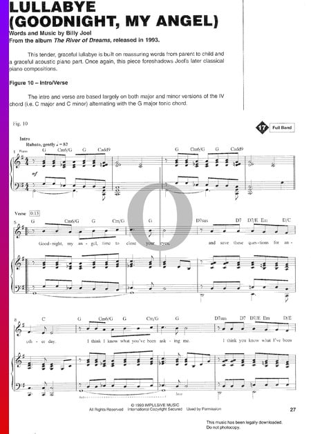 Lullabye (Goodnight My Angel) Sheet Music