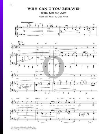 Why Can’t You Behave? Sheet Music