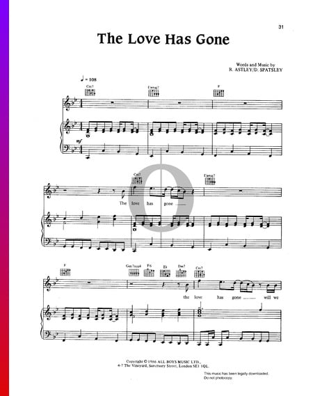 The Love Has Gone Sheet Music