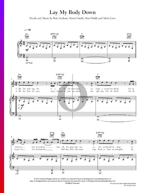 Lay My Body Down Sheet Music
