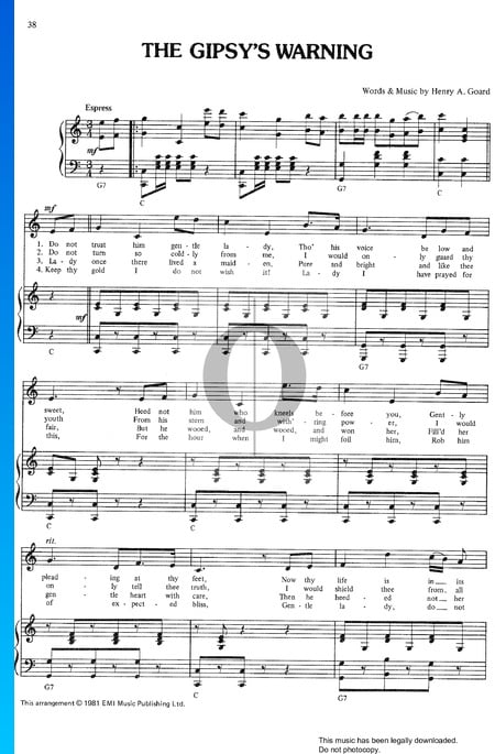 The Gipsy's Warning Sheet Music