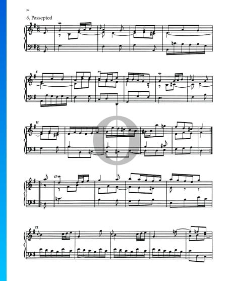 Partita 5, BWV 829: 6. Passepied Partition