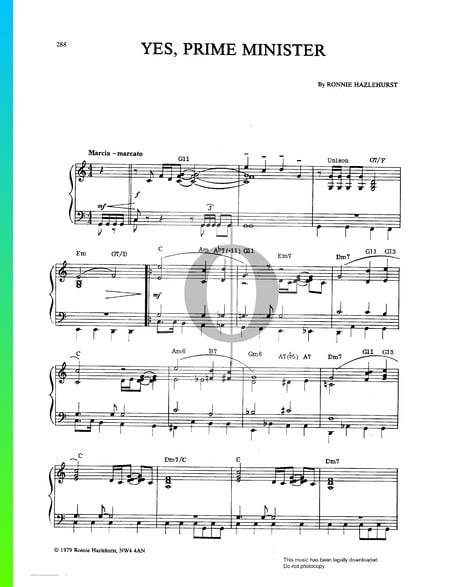 Yes Prime Minister Sheet Music