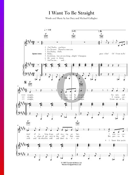 I Want To Be Straight Sheet Music