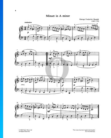 Menuet in A minor, HWV 549 Sheet Music