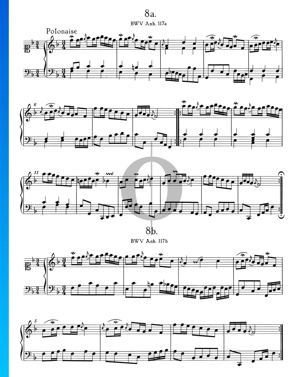 Polonaise F Major, BWV Anh. 117 (Johann Sebastian Bach) Piano Sheet ...