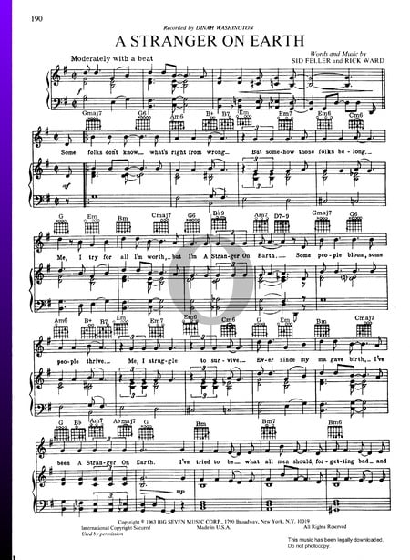 A Stranger On Earth Sheet Music